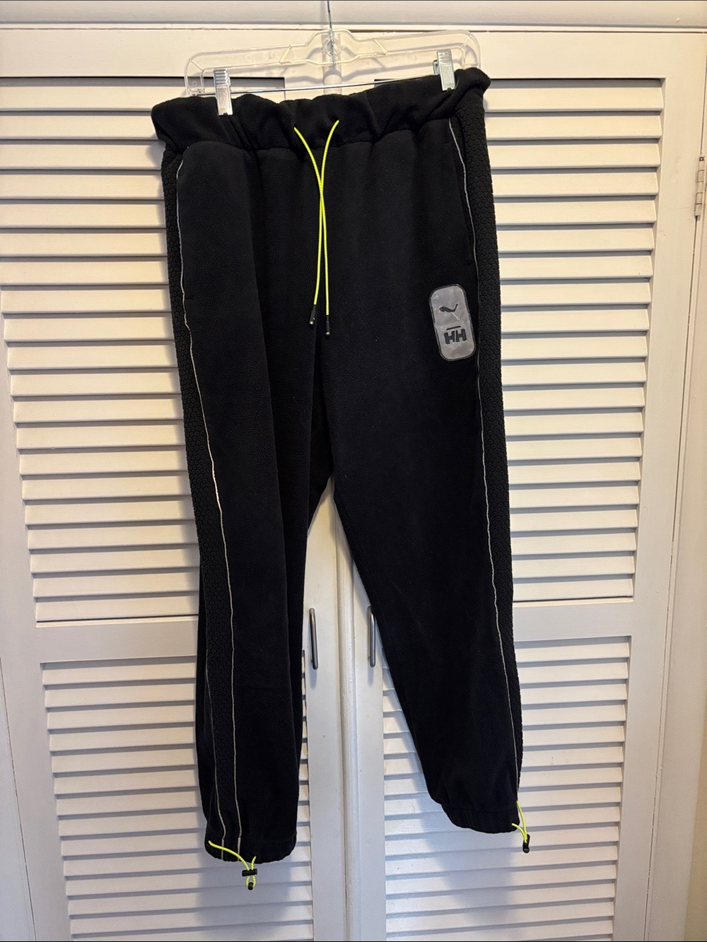 Black Fleece Track Joggers with Neon Drawcord